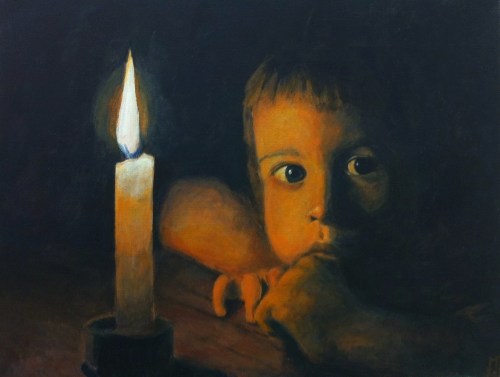 child by candlelight