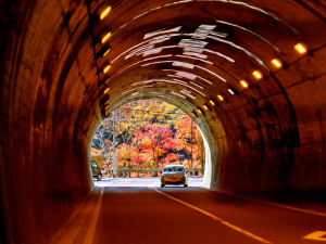 One of the many tunnels through the mountains